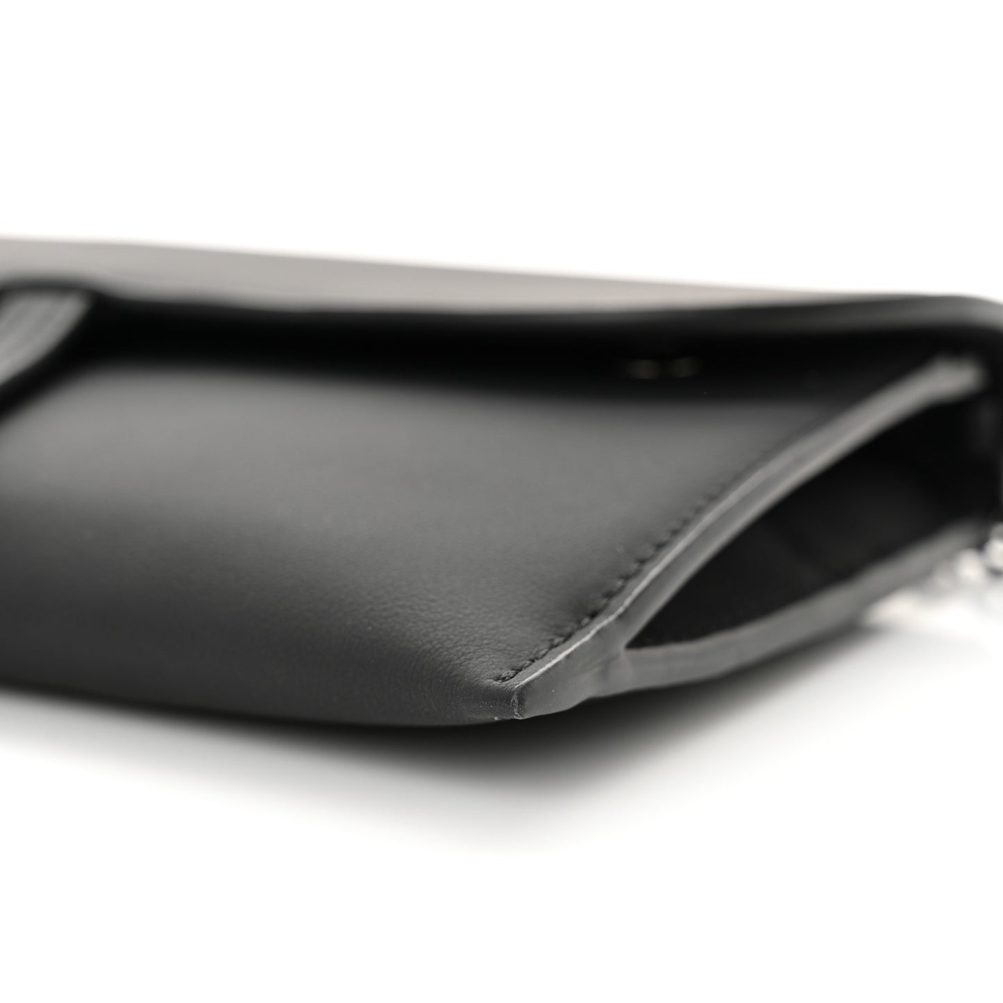 Ultra Matte Calfskin Saddle Chain Wallet Pouch Black