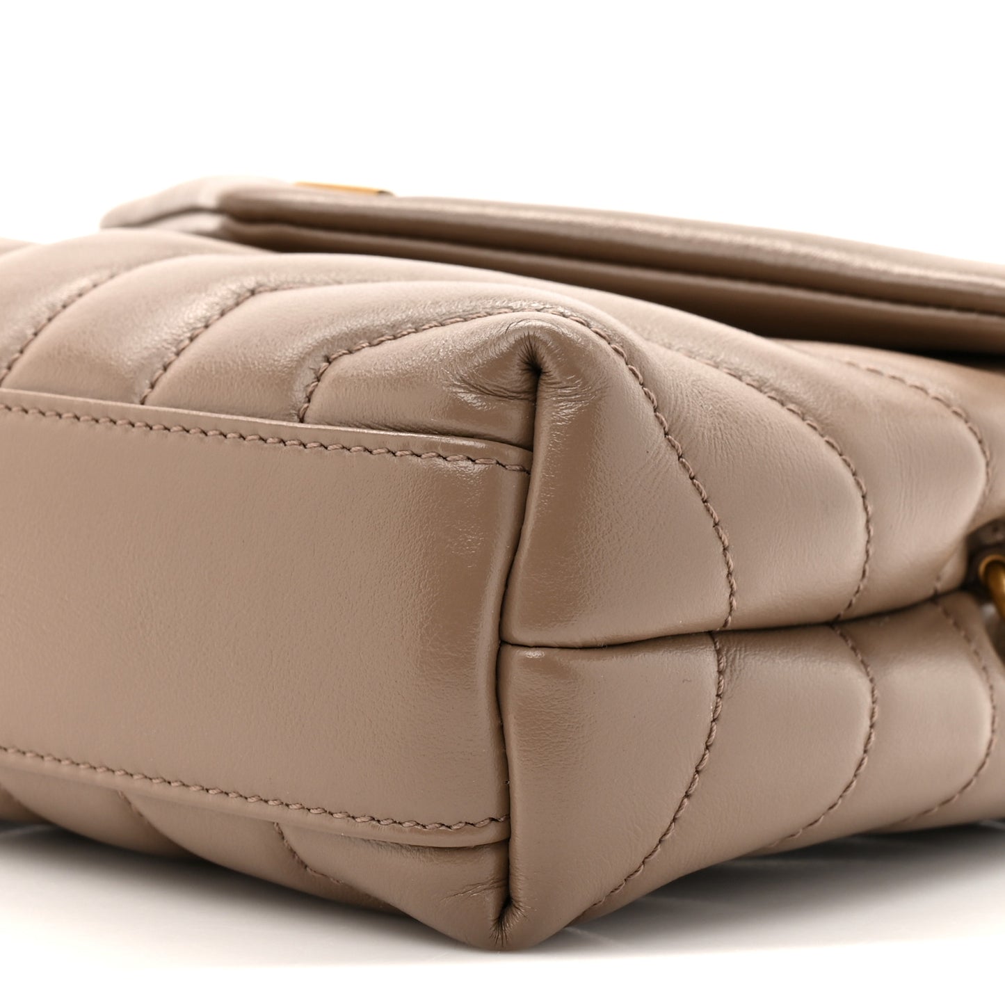 Calfskin Y Quilted Monogram Toy Loulou Crossbody Bag Taupe