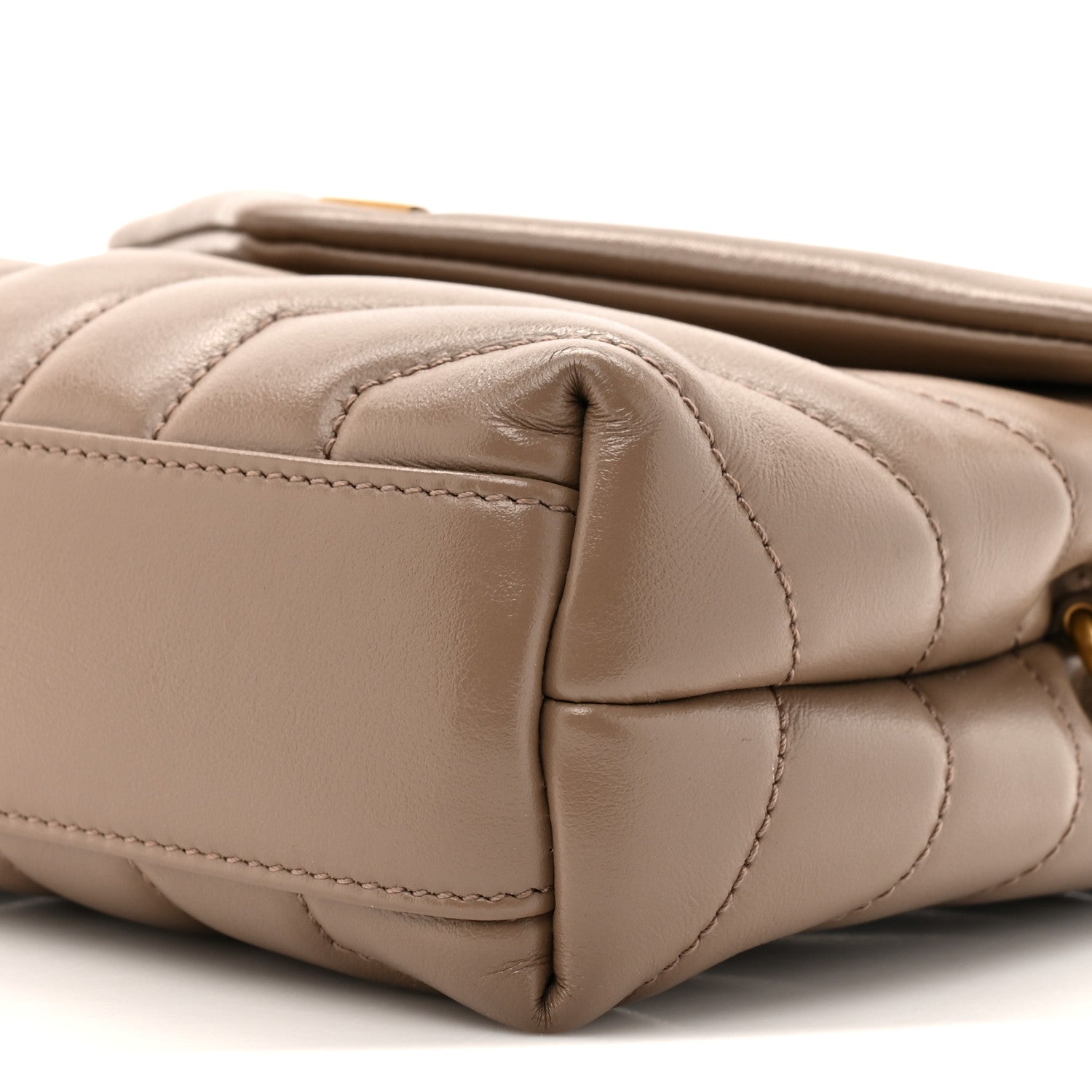 Saint Laurent Calfskin Y Quilted Monogram Toy Loulou Crossbody Bag Taupe 11 of 12