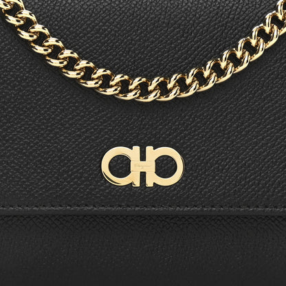 Salvatore Ferragamo Printed Calfskin Gancini Wallet On Chain Black 8 of 10