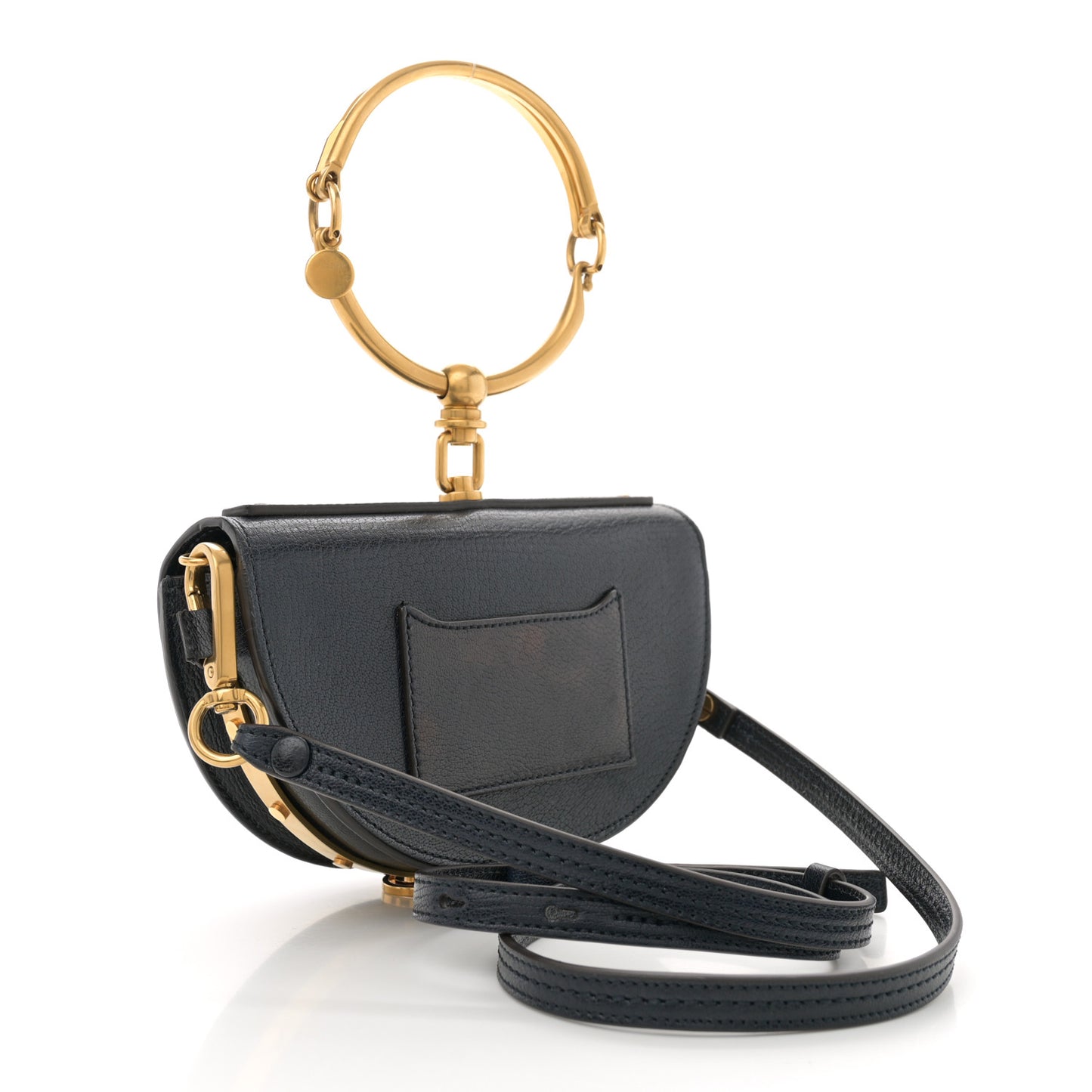 Calfskin Small Nile Bracelet Minaudiere Bag Silver Blue