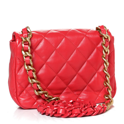 Chanel Lambskin Quilted Small Lacquered Chain Flap Red 2 of 9