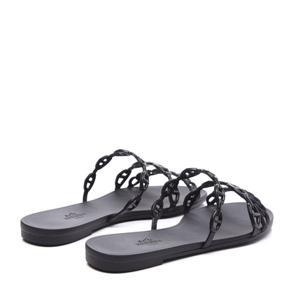 Hermes Rubber Chaine d'Ancre Rivage Sandals 37 Black 4 of 10