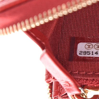 Chanel Caviar Camellia Embossed Medium Zip Around Wallet Red 6 of 8