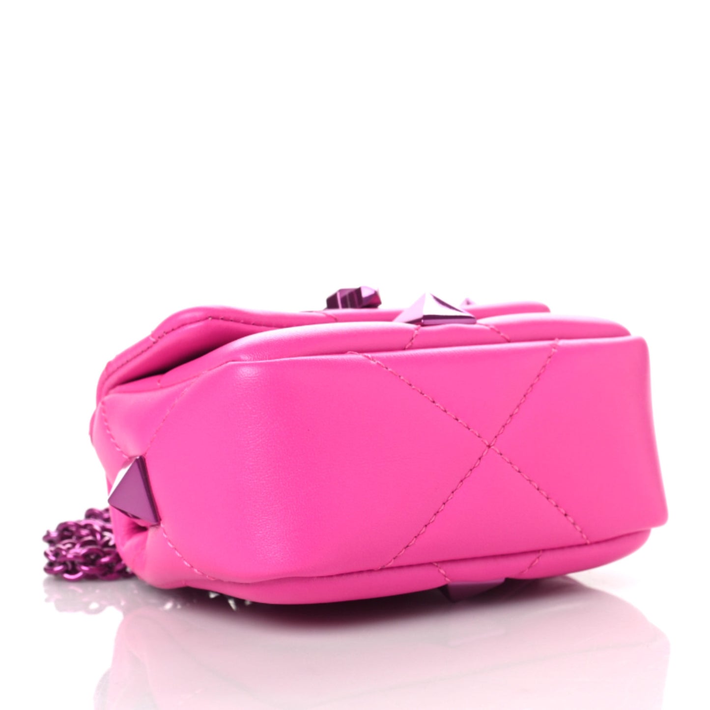 Nappa Lacquer Monochrome Mini Roman Stud Shoulder Bag Pink PP