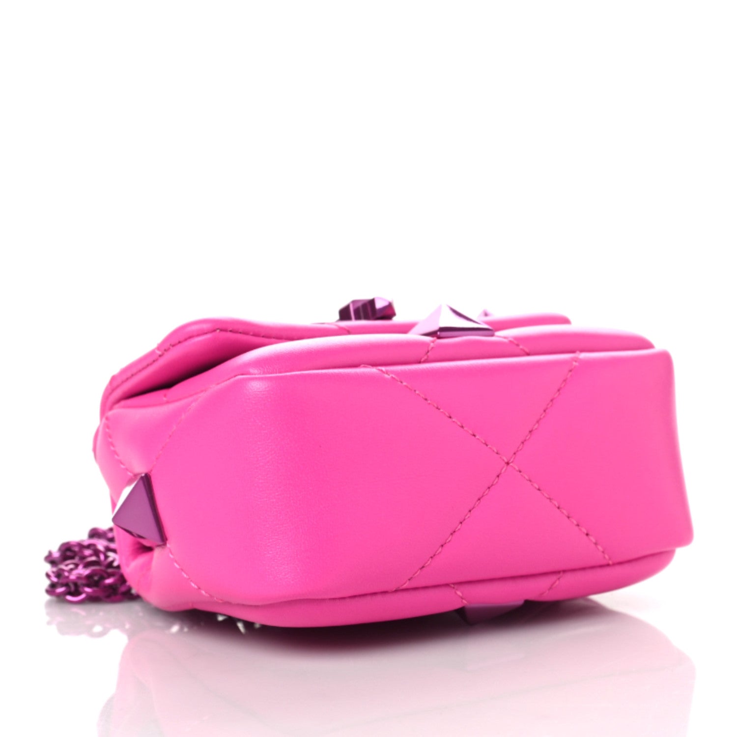 Valentino Garavani Nappa Lacquer Monochrome Mini Roman Stud Shoulder Bag Pink PP 3 of 7