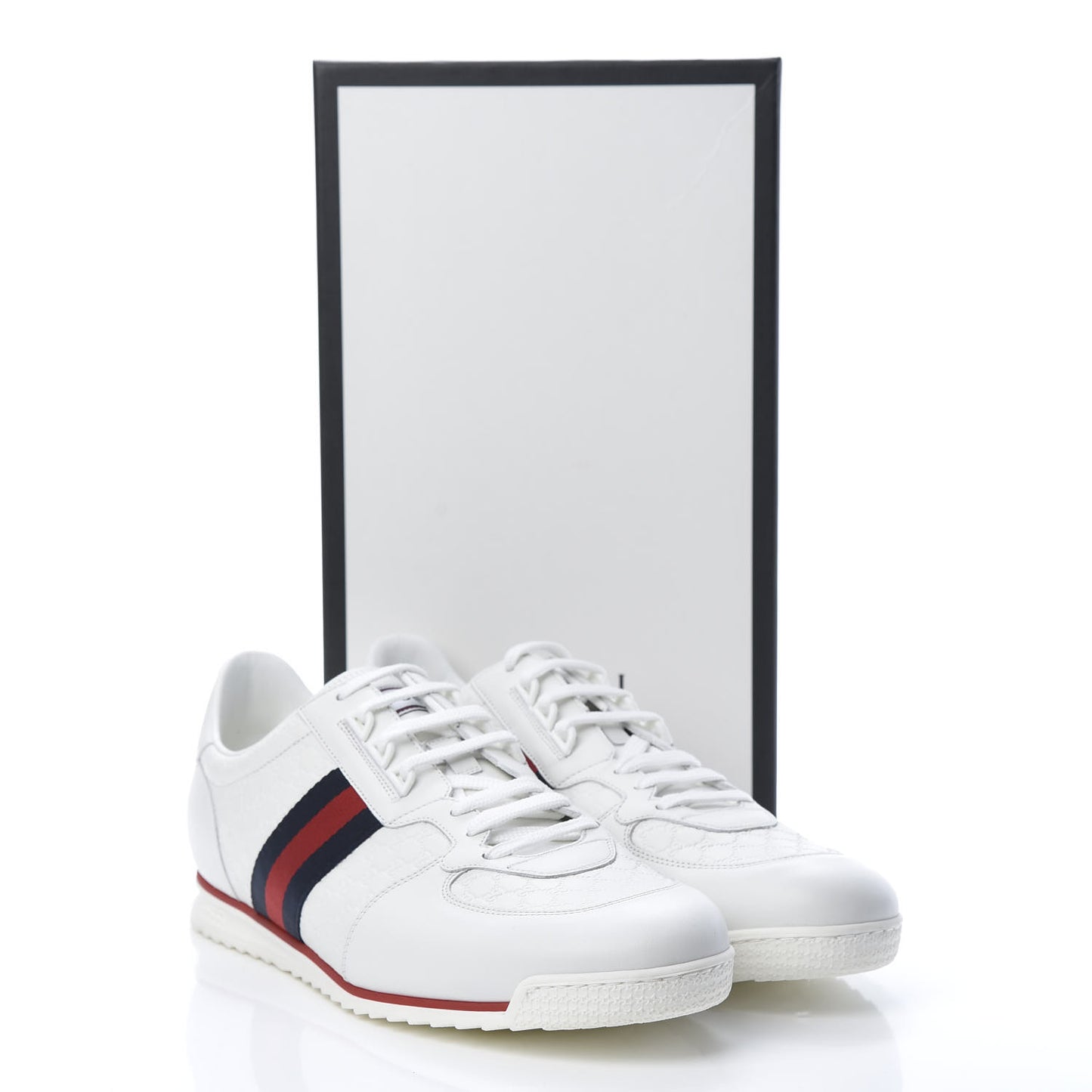 Guccissima Mens Web Sneakers 12 White