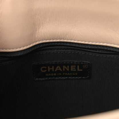 Chanel Sheepskin Quilted Mademoiselle Vintage Shopping Tote Beige Black 6 of 13