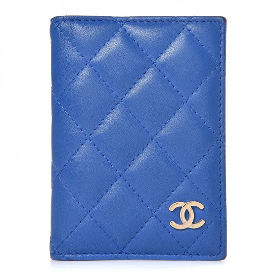 Chanel Lambskin Quilted Card Holder Wallet Blue 1 of 13