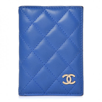 Chanel Lambskin Quilted Card Holder Wallet Blue 1 of 13