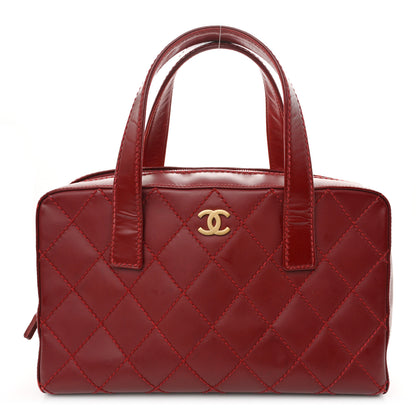 Chanel Calfskin Stitch Surpique Bowler Red 1 of 12