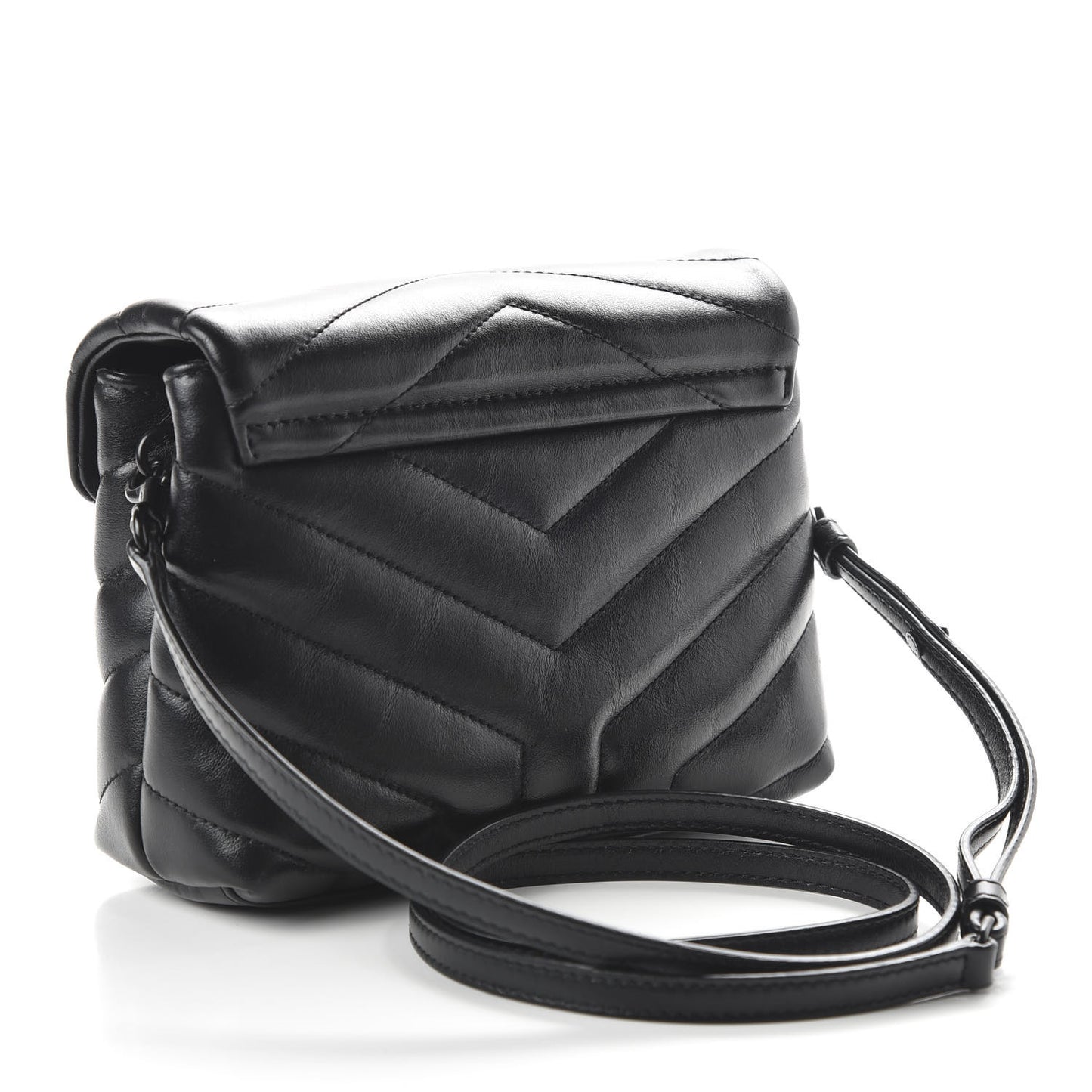 Calfskin Y Quilted Monogram Toy Loulou Crossbody Bag Black