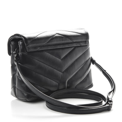 Saint Laurent Calfskin Y Quilted Monogram Toy Loulou Crossbody Bag Black 2 of 9