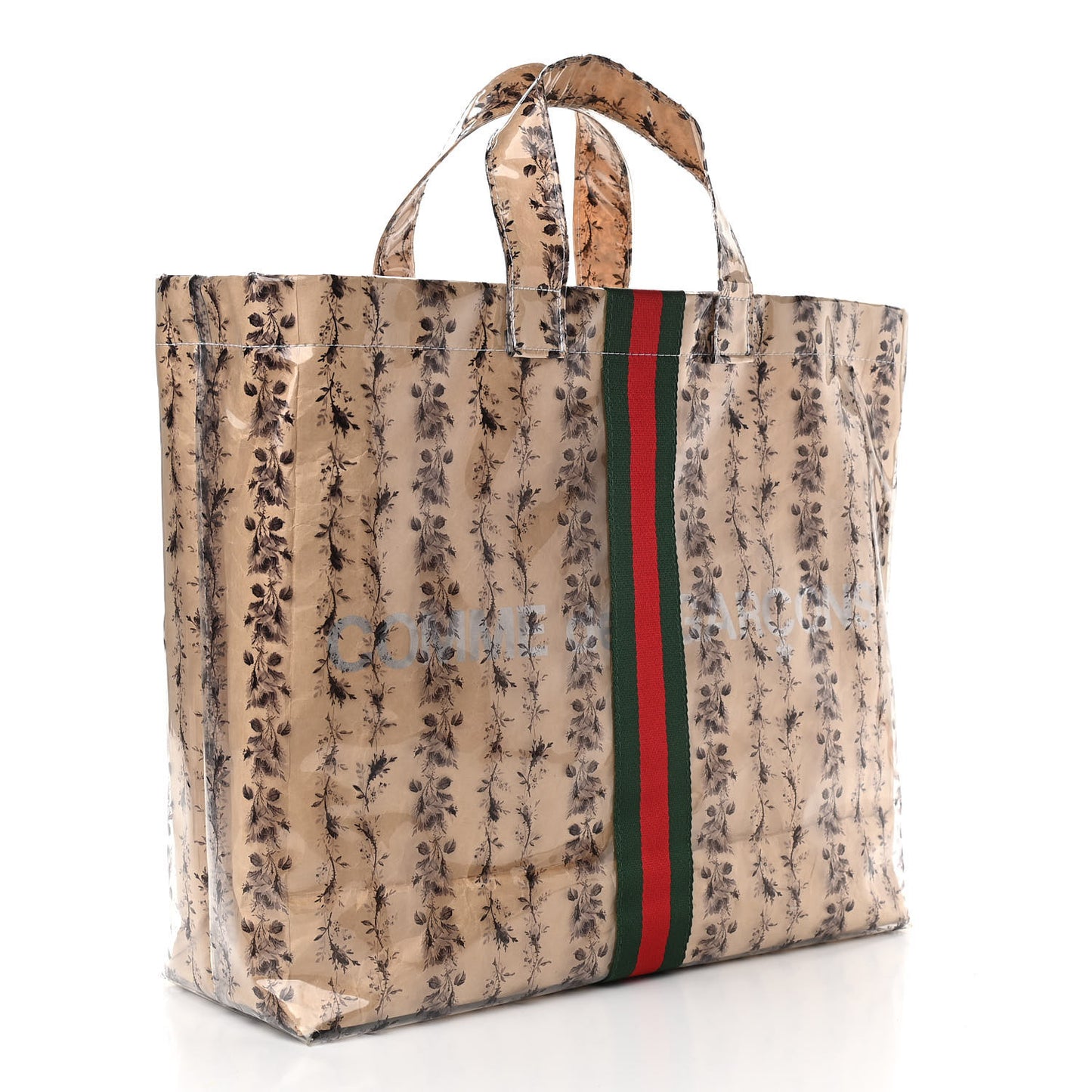 X COME DE GARCONS Plastic Web Floral Paper Shopper Tote