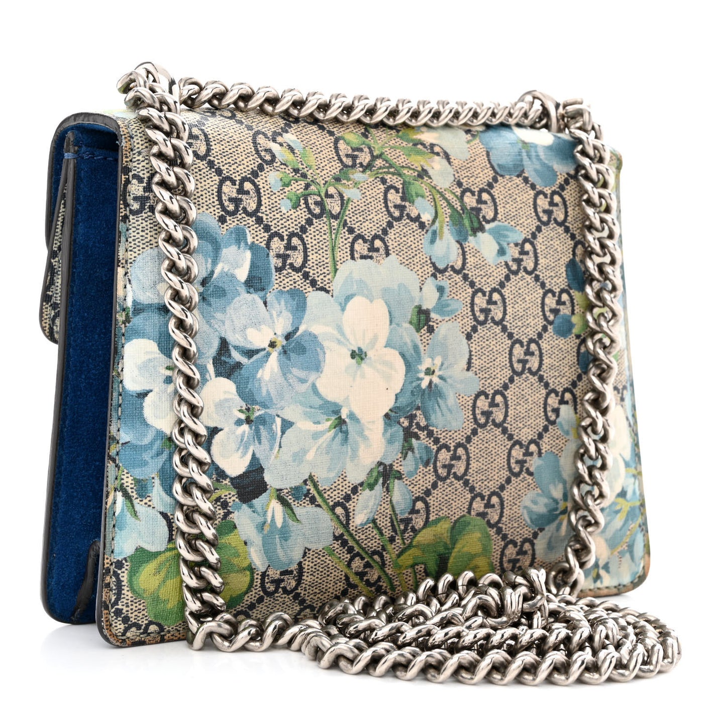 GG Supreme Monogram Blooms Mini Dionysus Shoulder Bag Beige Navy Vintage Blue