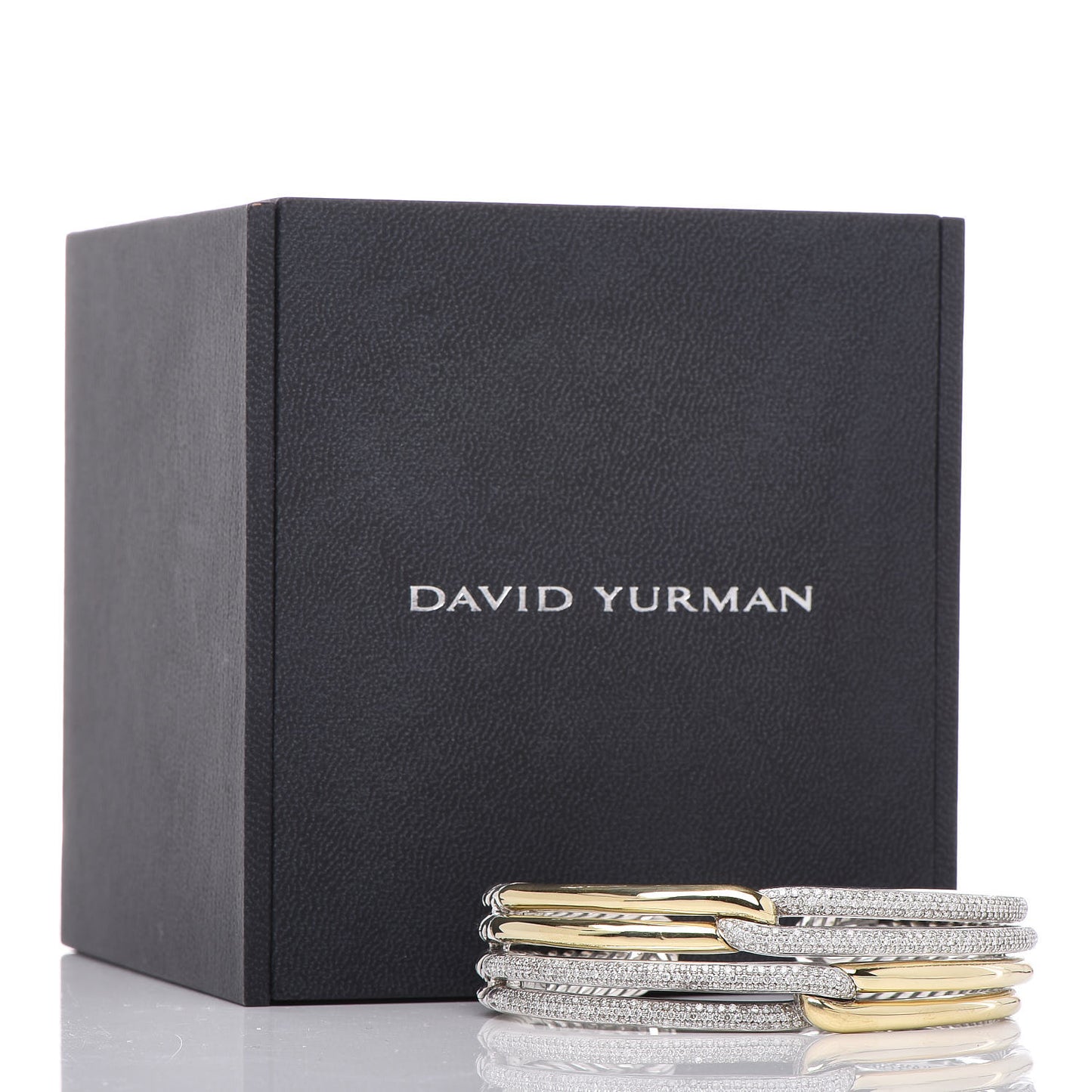 Sterling Silver 18K Yellow Gold Diamond Double-Loop Labyrinth Bracelet