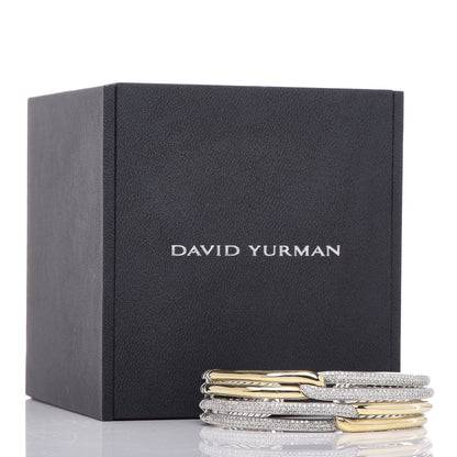 David Yurman Sterling Silver 18K Yellow Gold Diamond Double-Loop Labyrinth Bracelet 6 of 6