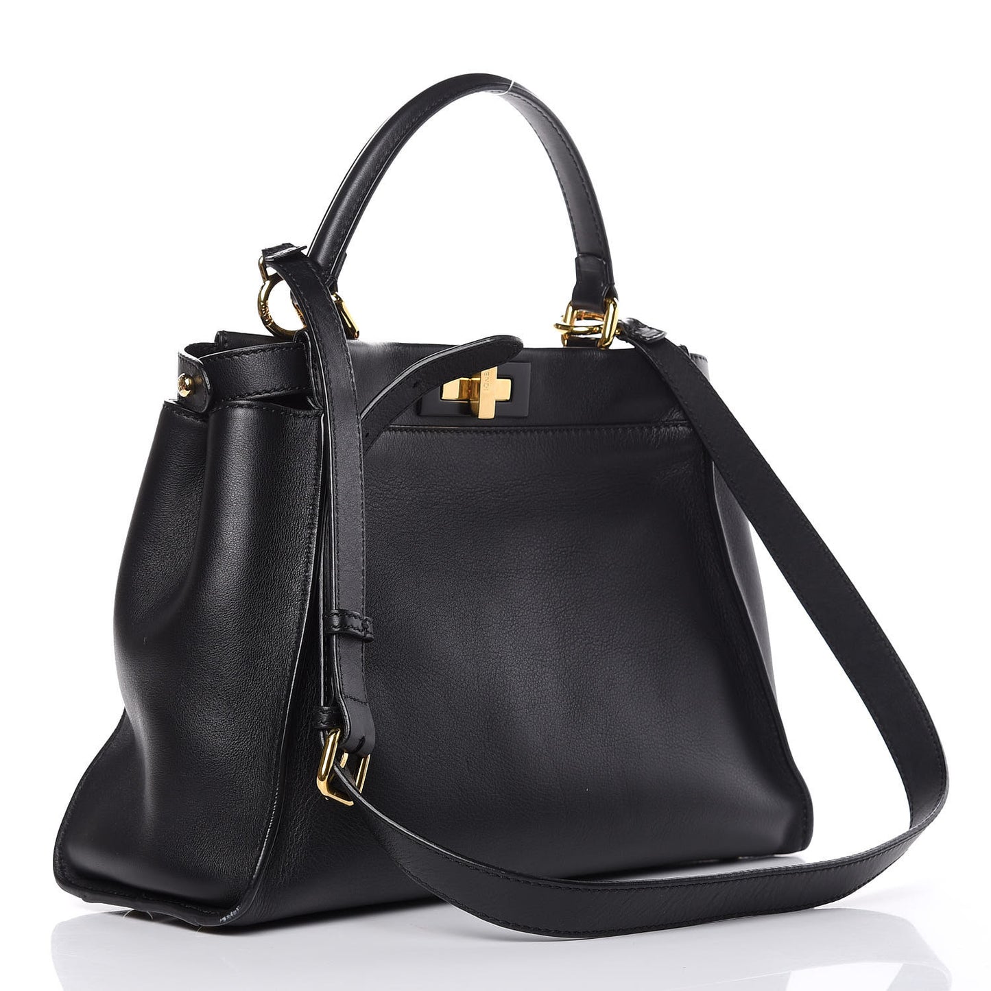 Vitello Seta Shiny Nappa Medium Peekaboo Iconic Satchel Black