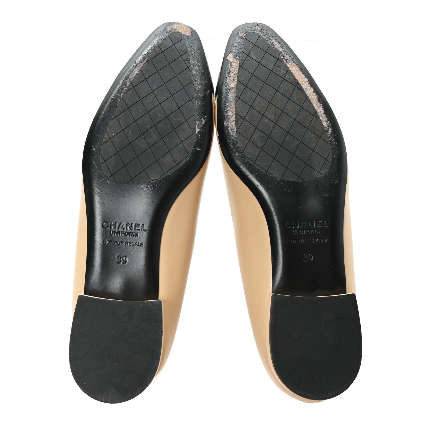 Chanel Lambskin Cap Toe CC Uniform Ballerina Flats 39 Beige Black 6 of 10