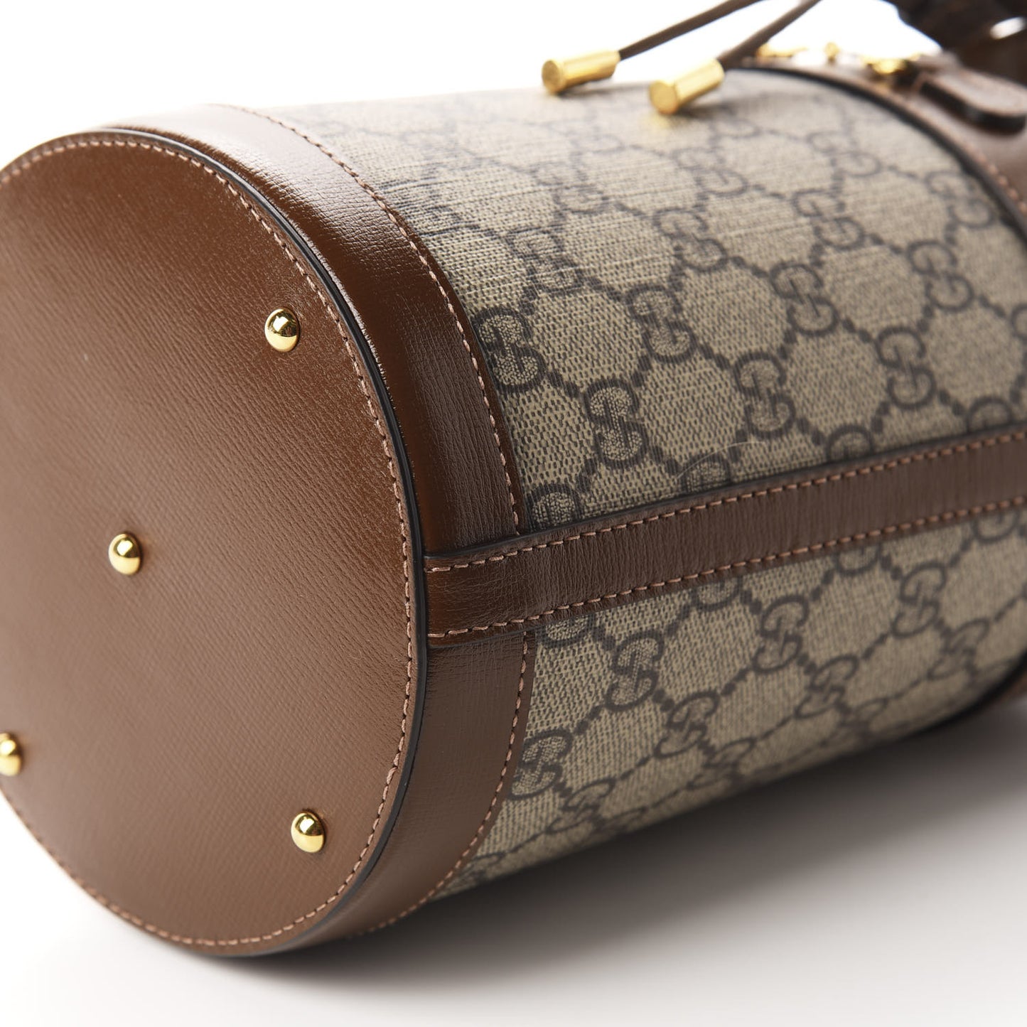 GG Supreme Monogram Small 1955 Horsebit Bucket Bag Beige Brown Sugar