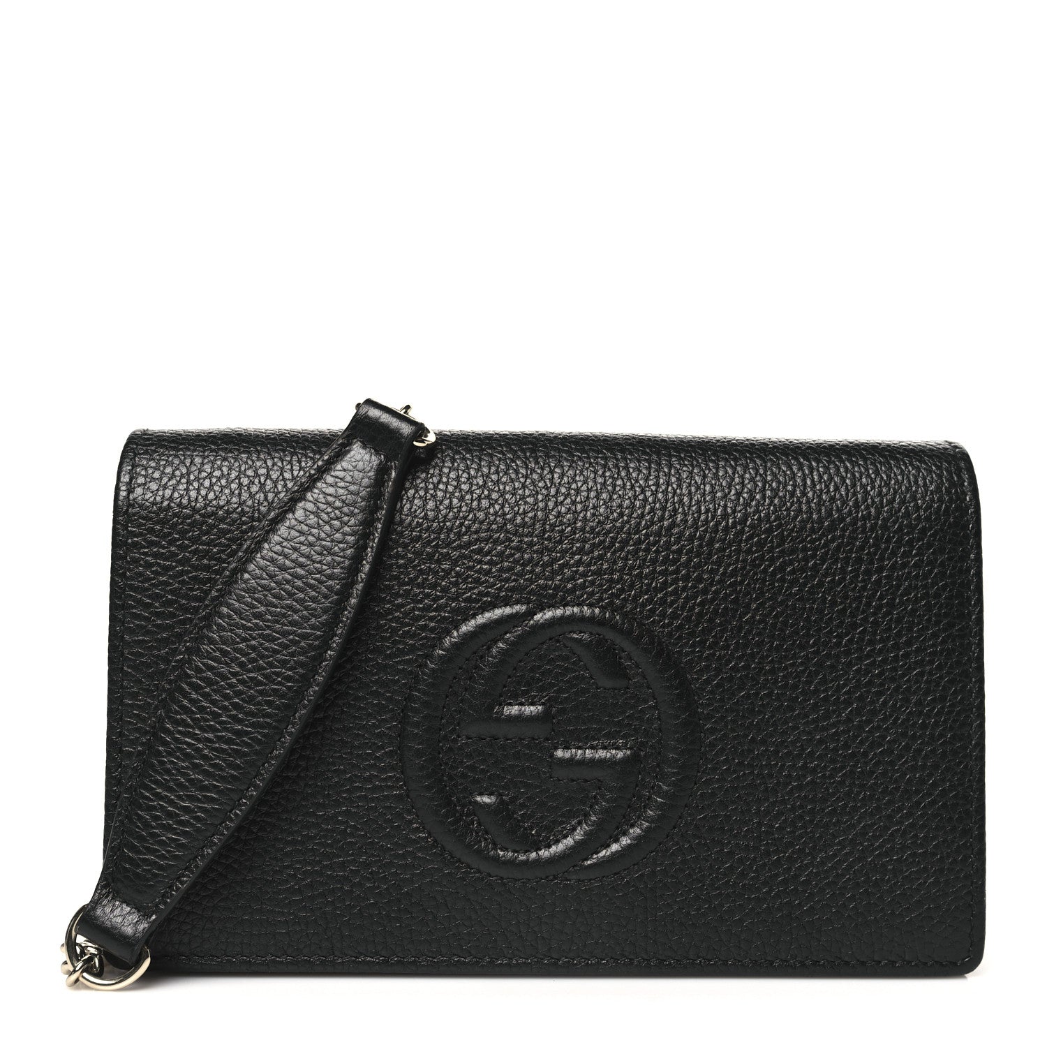 Gucci Pebbled Calfskin Soho Wallet On Chain Black 1 of 9
