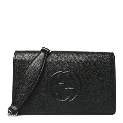 Gucci Pebbled Calfskin Soho Wallet On Chain Black 1 of 9