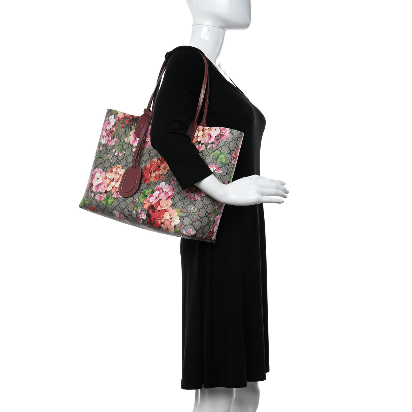 GG Supreme Monogram Blooms Medium Reversible Tote Beige Multicolor Dry Rose