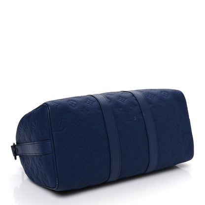 Louis Vuitton Monogram Taurillon Keepall Bandouliere 35 Blue 4 of 12