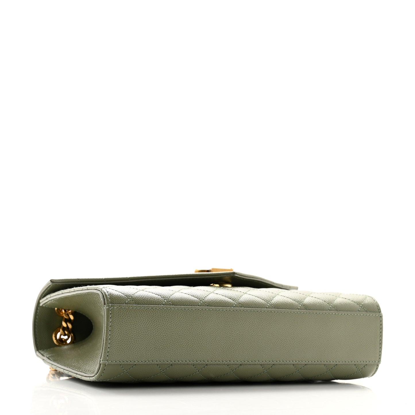 Grain De Poudre Textured Mixed Matelasse Triquilt Medium Monogram Satchel Light Sage