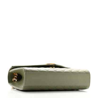 Saint Laurent Grain De Poudre Textured Mixed Matelasse Triquilt Medium Monogram Satchel Light Sage 4 of 11