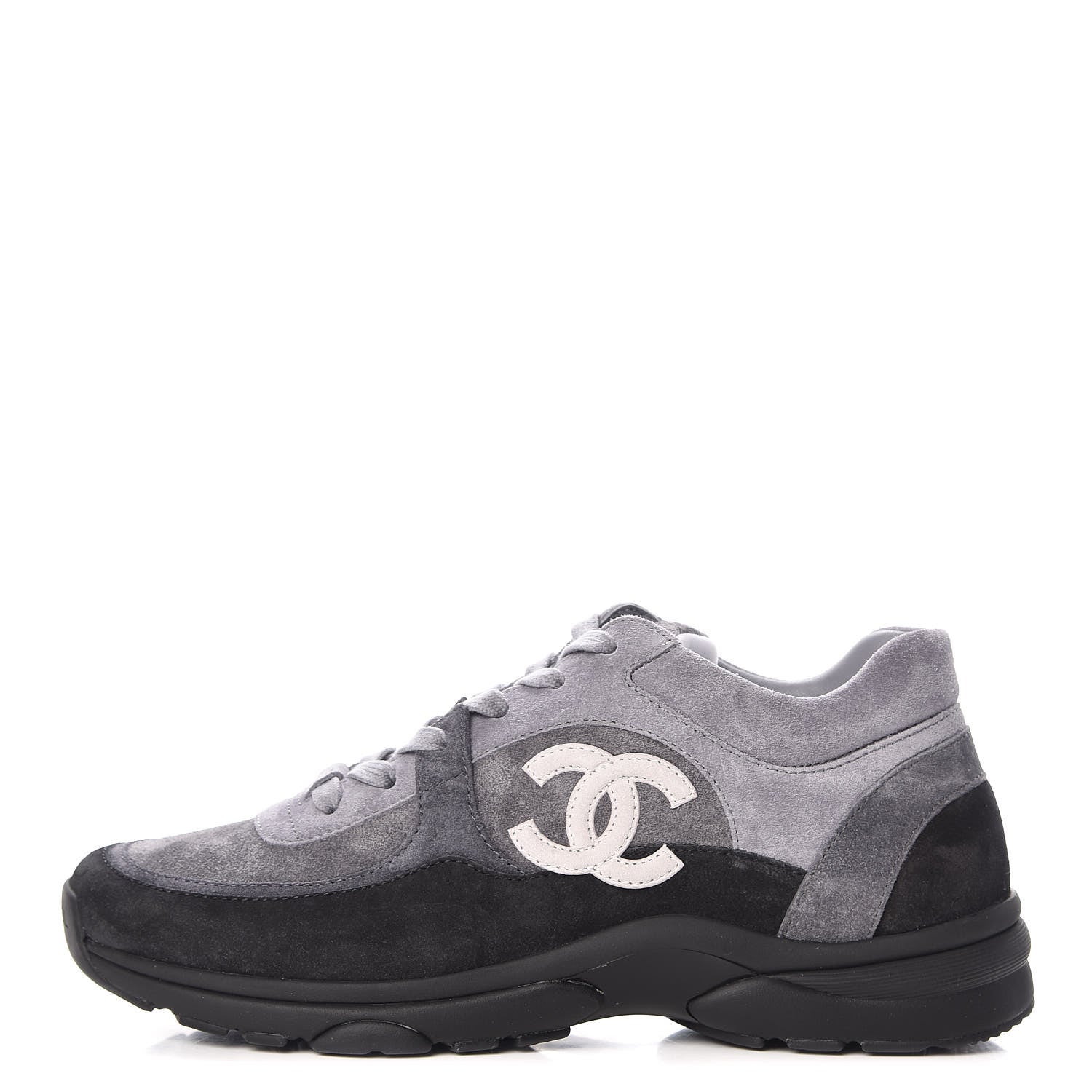 Chanel Suede Calfskin CC Sneakers 39 Grey 1 of 9