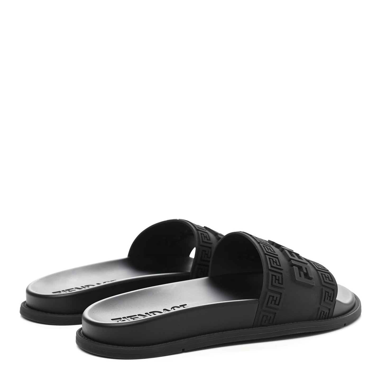 X VERSACE Rubber Logo Slide Sandals 40 Black