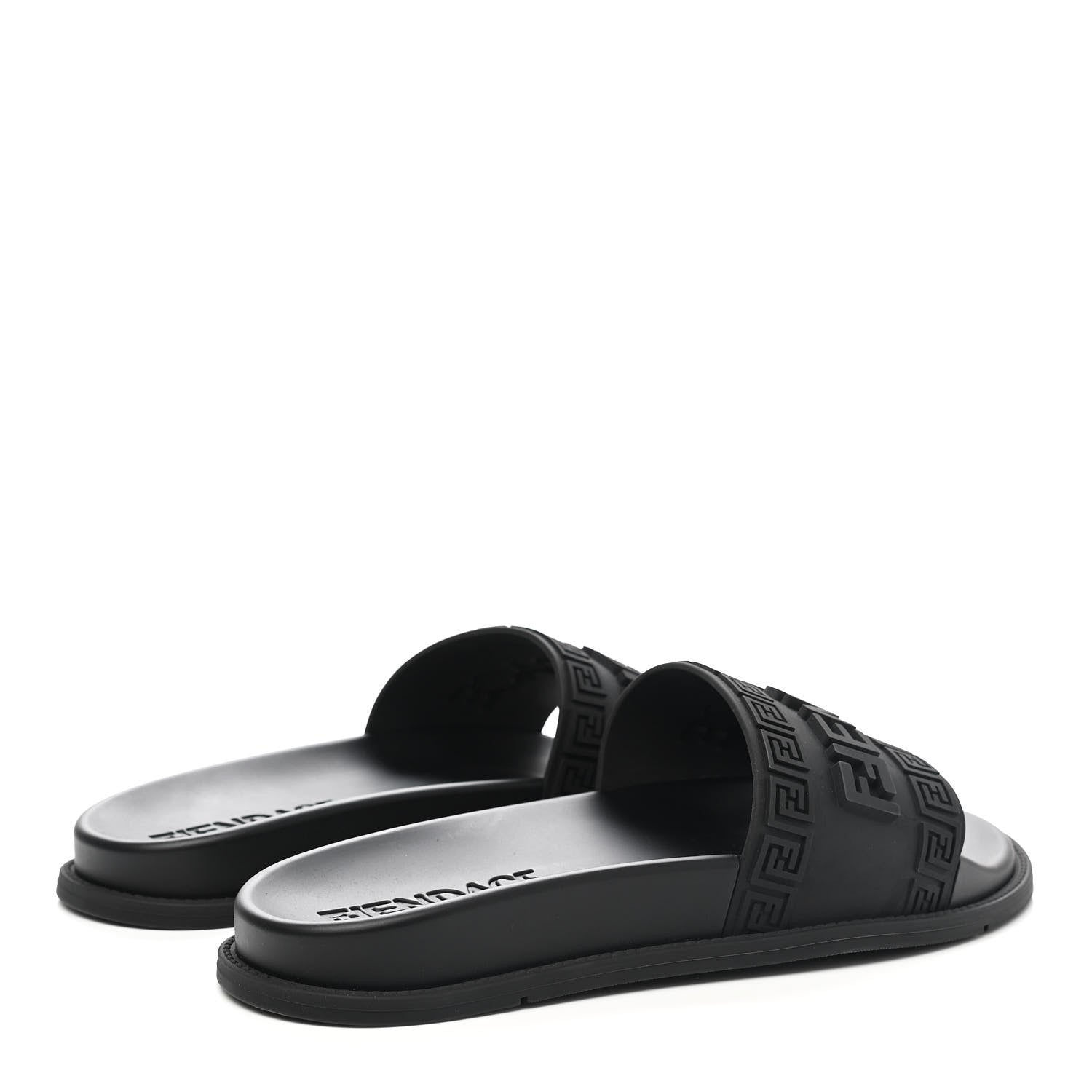 Fendi X VERSACE Rubber Logo Slide Sandals 40 Black 4 of 11