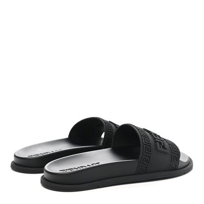 Fendi X VERSACE Rubber Logo Slide Sandals 40 Black 4 of 11