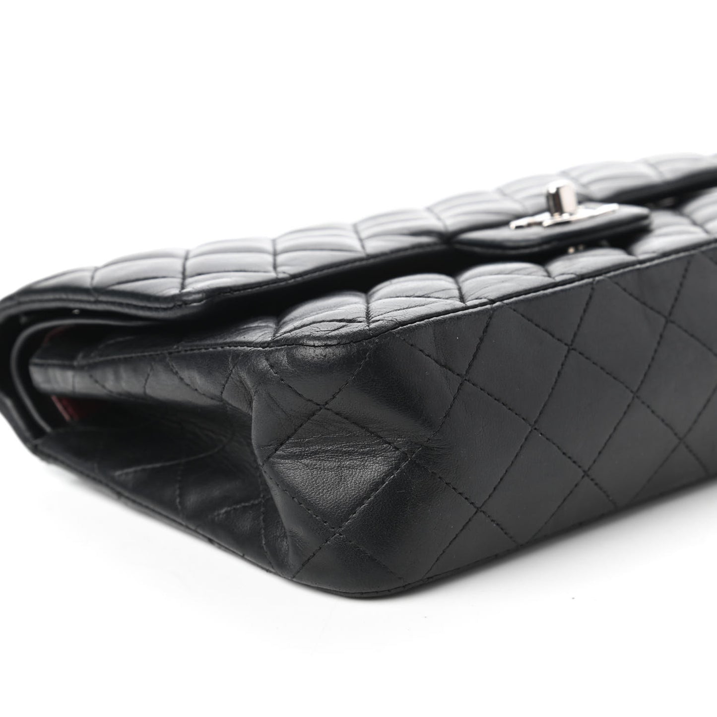 Lambskin Quilted Medium Double Flap Black