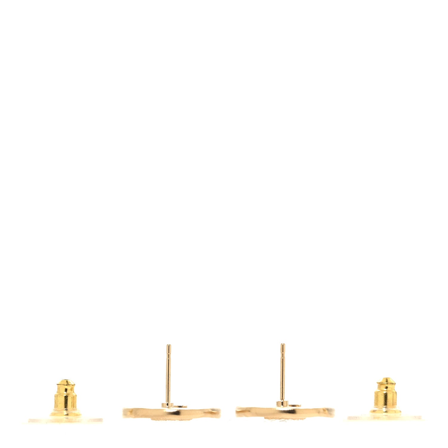 Chanel Metal Crystal Coco Round Earrings Gold 3 of 5