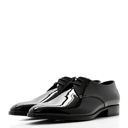 Saint Laurent Patent Baltimora Lace Up Derby Shoes 38 Black 3 of 10