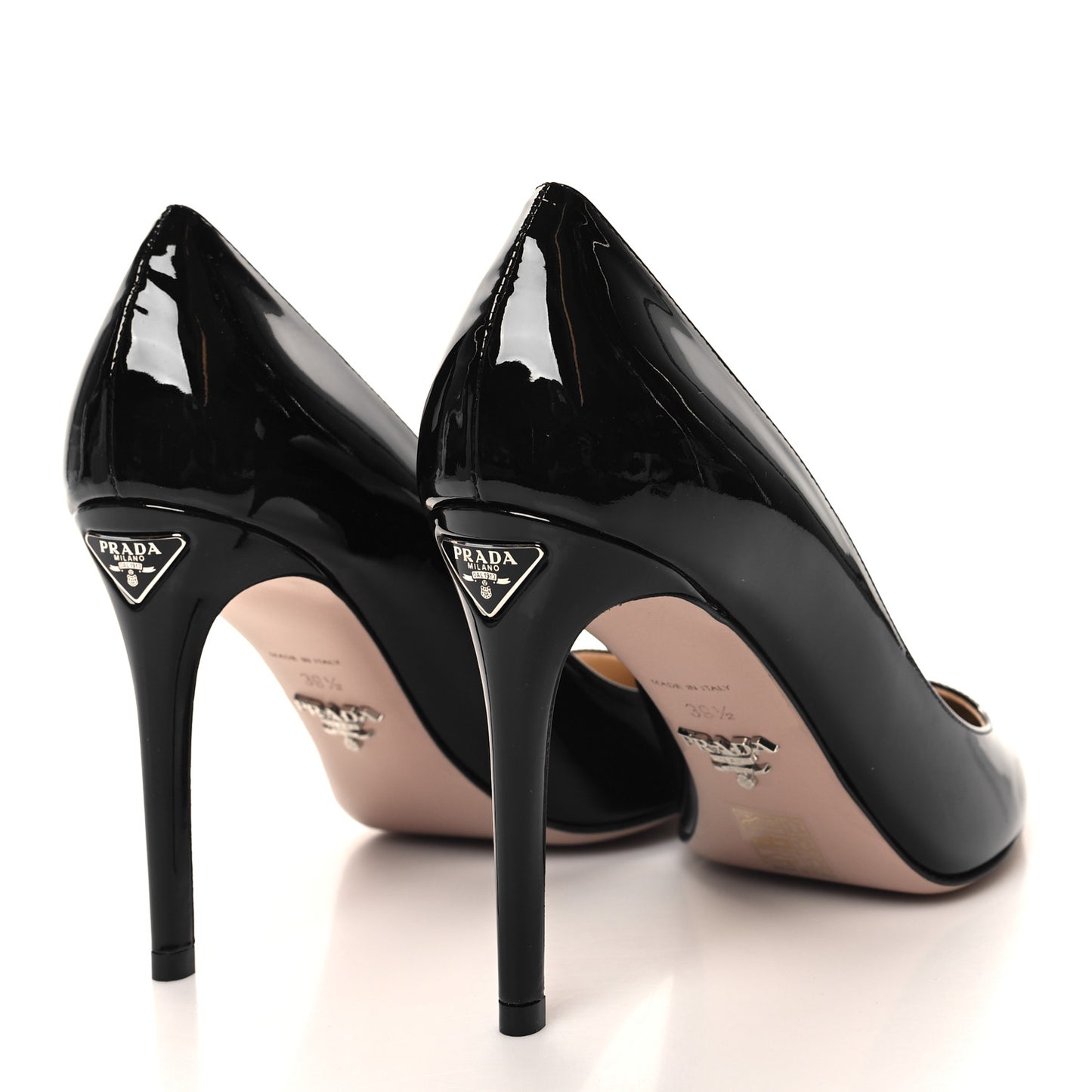 Patent Metal Logo Pointed Toe Pumps 39.5 Black