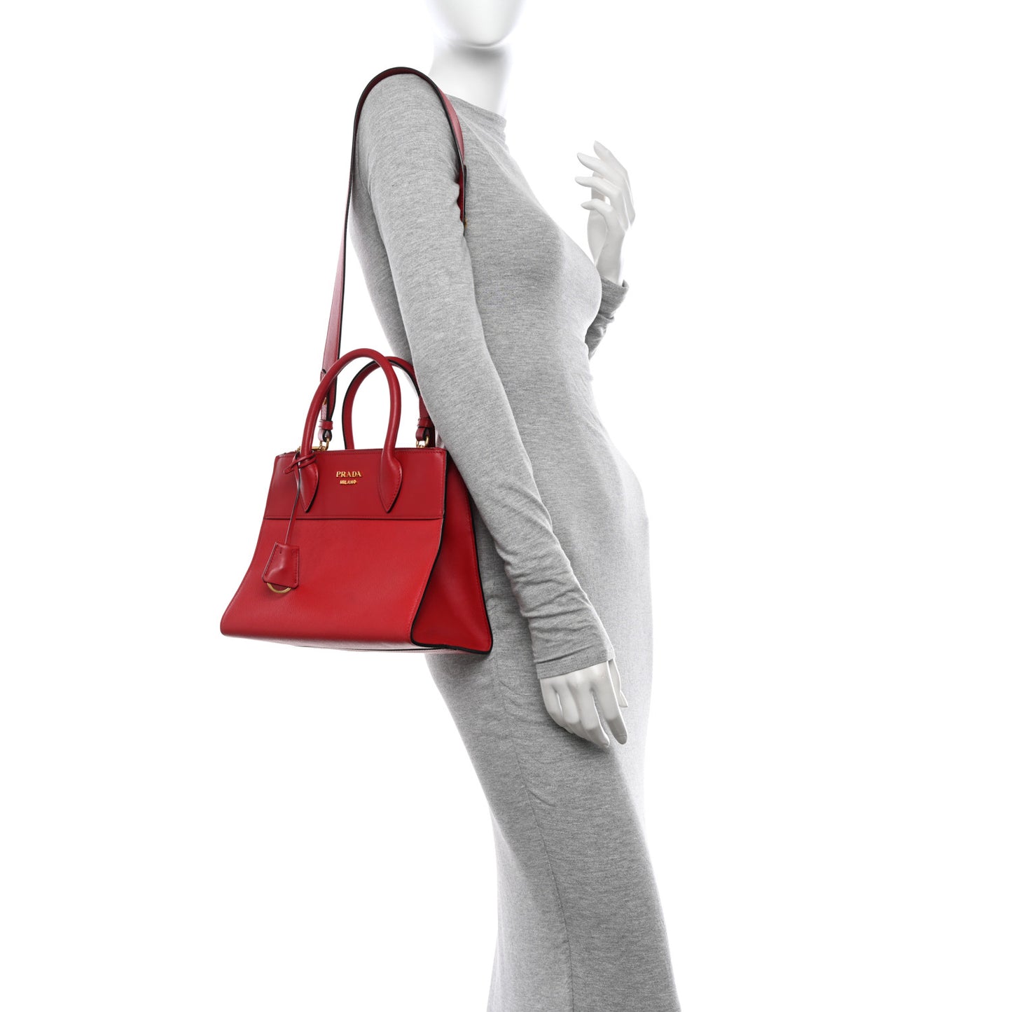 Saffiano City Calfskin Small Paradigme Bag Red