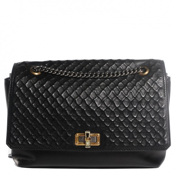 Lanvin Hammered Calfskin Large Happy Edgy Shoulder Bag Black 1 of 16