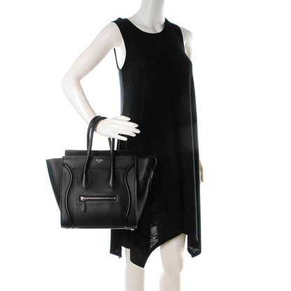 Celine Drummed Calfskin Micro Luggage Black 2 of 7