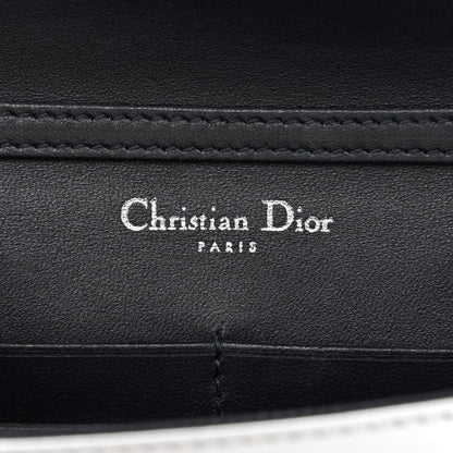 Christian Dior Metallic Patent Micro-Cannage Diorama Wallet on Chain Pouch Silver 6 of 13