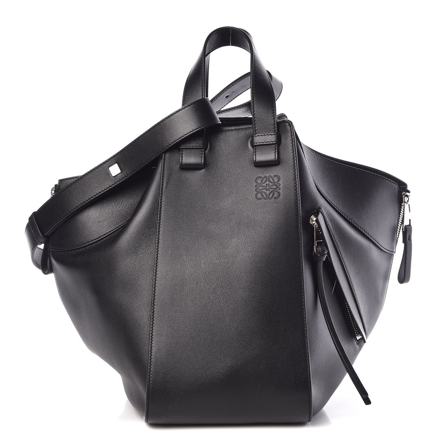 Calfskin Medium Hammock Shoulder Bag Black
