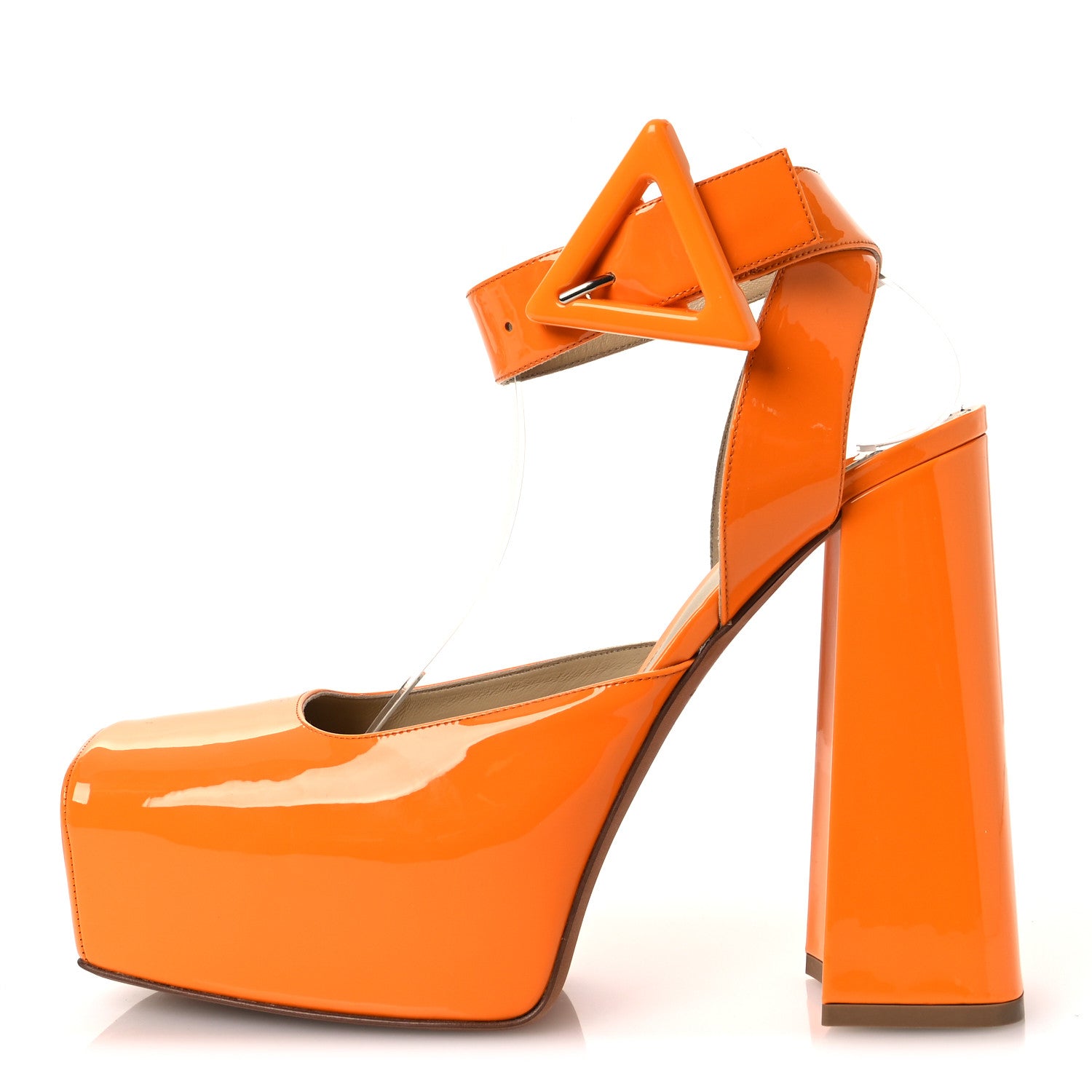 Bottega Veneta Supergloss Patent Tower 40/140mm Platform Pumps 40.5 Tangerine 1 of 12