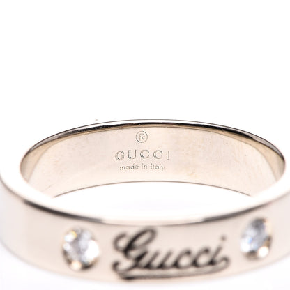 Gucci 18K White Gold Diamond 4mm Signature Band Ring 48 4.5 5 of 6