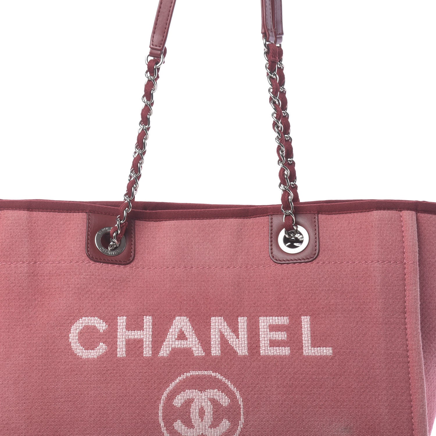 Chanel Canvas Small Deauville Tote Red 8 of 12