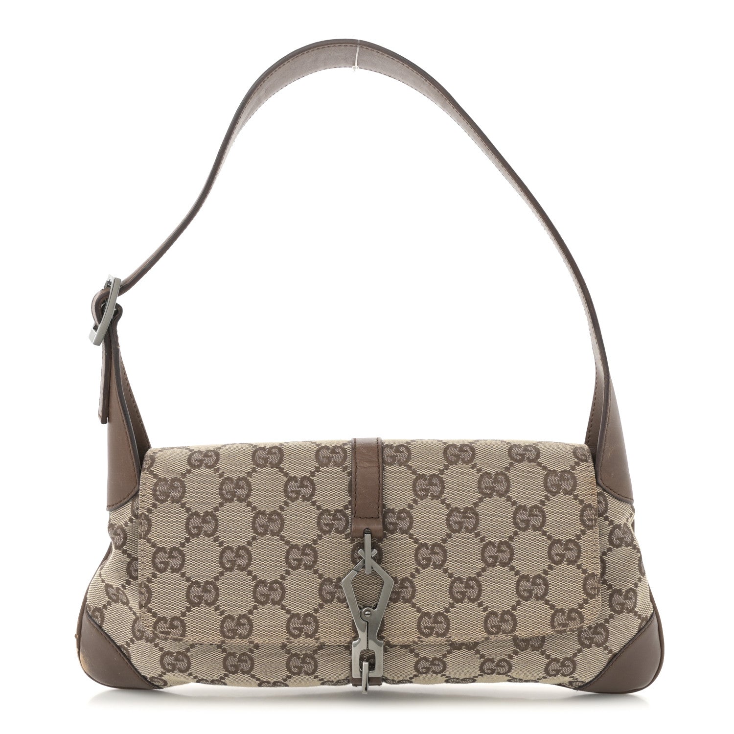 Gucci Monogram Jackie O Flap Bag Brown 1 of 13