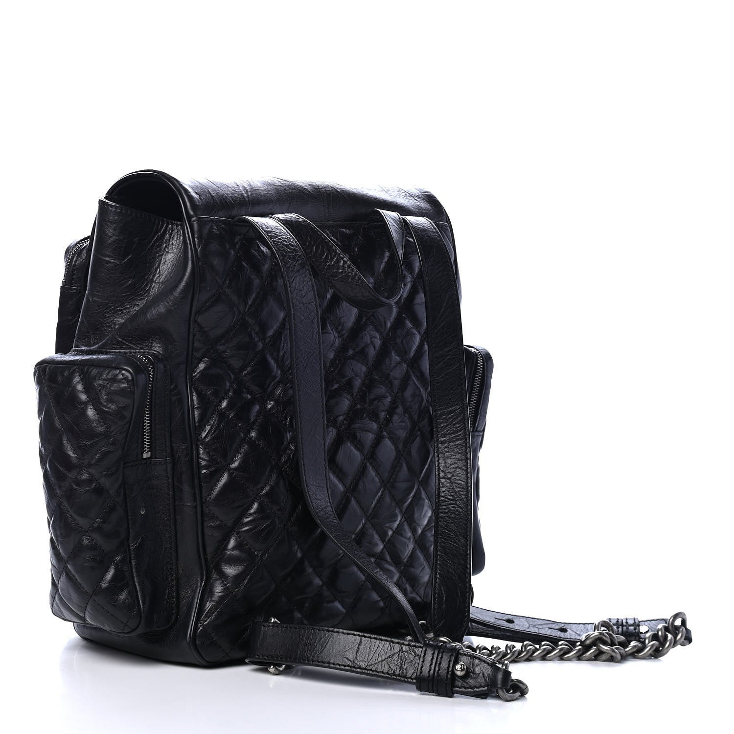 Chanel Aged Calfskin Quilted Large Casual Rock Backpack Black 2 of 5
