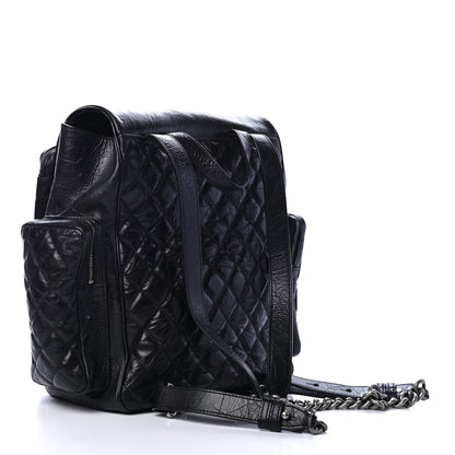 Chanel Aged Calfskin Quilted Large Casual Rock Backpack Black 2 of 5