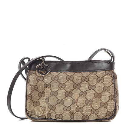 Gucci Monogram GG Heart Charm Crossbody Pochette Brown 1 of 9